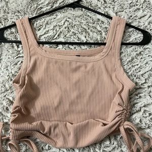 light pink XS shein cropped ruffled shirt